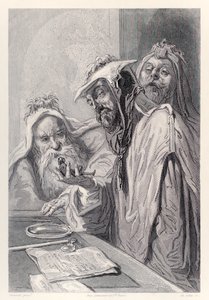 Die Wissenschaftler von Lordbruldrud untersuchen Gulliver, aus der französischen Ausgabe von Gullivers Reisen von Jonathan Swift von Paul Gavarni