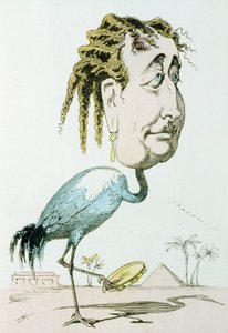 Kaiserin Eugenie (1826-1920, geb. Eugenia Maria de Montijo de Guzman) Napoleons III. Frau, hier als Kranich, Karikatur von Paul Hadol alias White aus "La menagerie imperiale" von Paul Hadol