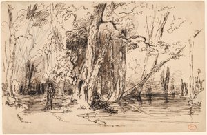 Überschwemmung im Wald der Île Séguin von Paul Huet