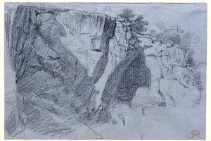 Landschaft mit Klippe von Paul Huet