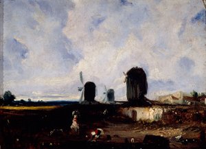 Windmühlen auf den Ebenen von Montrouge, ca. 1820 von Paul Huet