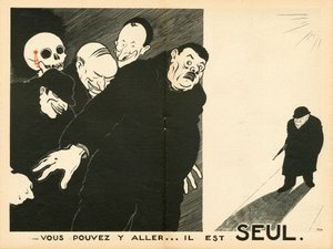 Le Temoin, Satire in Schwarz-Weiß von Paul Iribe