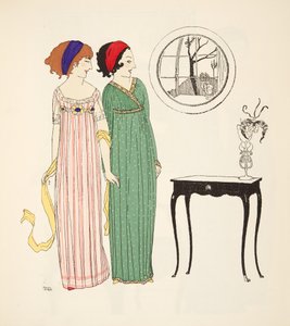 Zwei Empire-Tageskleider aus Les Robes de Paul Poiret, veröffentlicht 1908