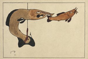 Zwei Fische, einer am Haken von Paul Klee