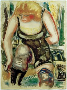 Blonde Dame mit Schuhknöpfer von Paul Kleinschmidt