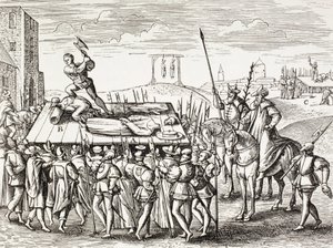 Propaganda des 16. Jahrhunderts, die von König Heinrich VIII. gegen englische Katholiken verhängte Strafen darstellt von Paul Lacroix