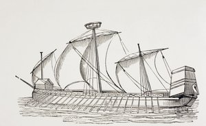 Dreimastige Galeere des 16. Jahrhunderts mit Rahsegeln von Paul Lacroix