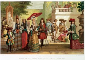 Modetypen unter Ludwig XIII. und Ludwig XIV. - in „17. Jahrhundert - Institutionen: Gebräuche und Kostüme, Frankreich 1590-1700“ von Paul Lacroix