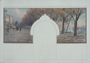 Skizze für das Rathaus von Asnières: Landschaft. Quais de la Seine in Asnières, ca. 1901 von Paul Léon Felix (attr. to) Schmitt