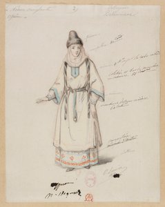 Gounod - Die blutige Nonne - Vier Kostümentwürfe von Paul Lormier - 2. Böhmische Dorfbewohnerin von Paul Lormier