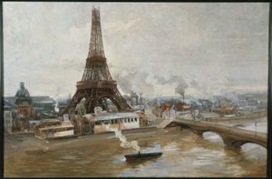Der Eiffelturm und die Arbeiten der Weltausstellung im Januar 1889 von Paul Louis Delance