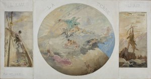 Skizze für den Speisesaal des Hôtel de Ville in Paris: Wasser, Erde, Luft, zwischen 1891 und 1892 von Paul Louis Delance