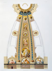Mosaikdekoration der großen Kuppel, Chromolithographie aus dem Vatikan und der Petersbasilika von Paul Marie Letarouilly