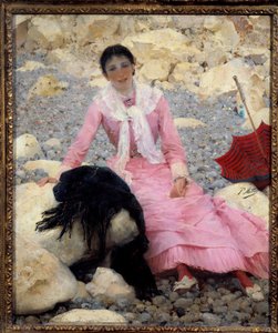 Porträt von Fernande Mathey (1857-1941) am Strand von Paul Mathey