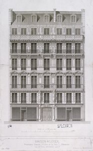 Entwurf für einen Wohnblock im Haussmann-Stil in der Rue de la Paix, Paris, ca. 1860