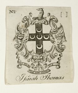 Exlibris für Isaiah Thomas (1749-1831), um 1765-1770 von Paul Revere
