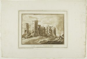 Carey Castle in Pembroke Shire, aus Zwölf Ansichten in Aquatinta von Zeichnungen vor Ort in Südwales von Paul Sandby