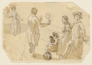 Paar spielt Federball von Paul Sandby