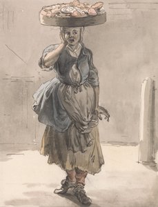 Londoner Rufe- Ein Mädchen mit einem Korb auf dem Kopf (Lichter für die Katzen, Leber für die Hunde)