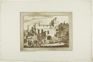 Manerbawr Castle, aus Zwölf Ansichten in Aquatinta von Zeichnungen vor Ort in Südwales von Paul Sandby