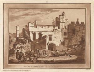 Manerbawr Castle vom inneren Hof von Paul Sandby