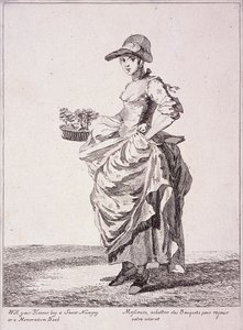 Nasensträußchen- und Memo-Buch-Verkäufer, Rufe von London, 1760