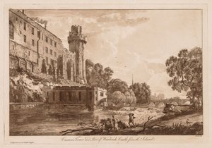 Ansichten von Warwick Castle: Caesars Turm und Teil von Warwick Castle von der Insel