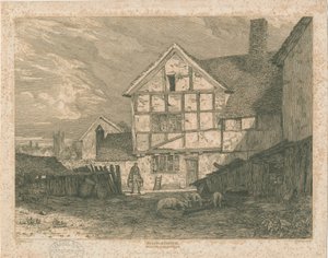 Wolverhampton - Ruinen eines Fachwerkhauses: Stahlstich, undatiert [ca. 1815]