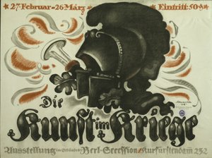 Plakat zur Werbung für eine Ausstellung von "Kunst im Krieg"
