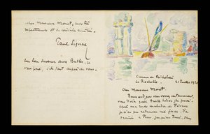 Autographenbrief an Claude Monet, 21. Juli 1920 von Paul Signac