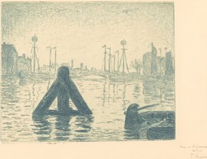 Hafen in Holland - Vlissingen (La balise - En Holland, Flessingue) von Paul Signac