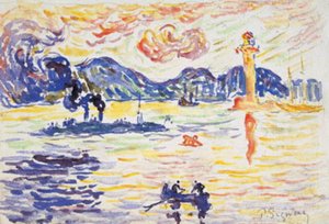 Der Hafen von Saint-Tropez mit dem Torpedoboot Midi de la France von Paul Signac