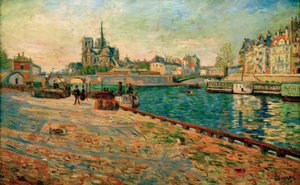 Notre-Dame, die Île Saint-Louis, gesehen vom Quai de la Tournelle