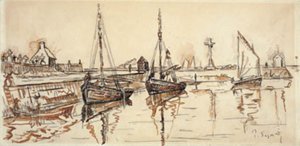 Segelschiffe im Hafen von Barfleur von Paul Signac