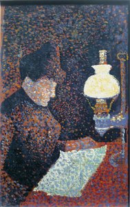 Frau unter der Lampe