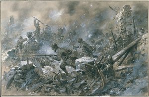 Erster Weltkrieg (1914-1918): Ein Gegenangriff im Dorf Vaux im Jahr 1916 an der Front von Verdun von Paul Thiriat