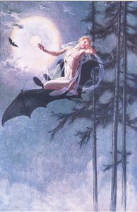 Auf dem Rücken der Fledermäuse fliege ich, Illustration aus Der Sturm, 1908