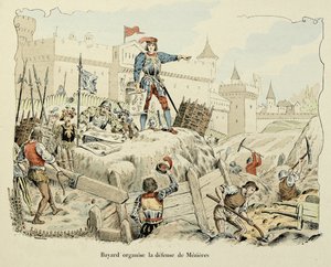 Illustration aus dem Buch „Histoire du chevalier Bayard“ von Theodore Cahu, illustriert von Paul De Semant (1855-1915): Bayard organisiert die Verteidigung von Mezieres 1521 von Paul de Semant