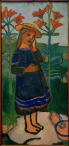 Elsbeth zwischen Feuerlilien von Paula Modersohn Becker