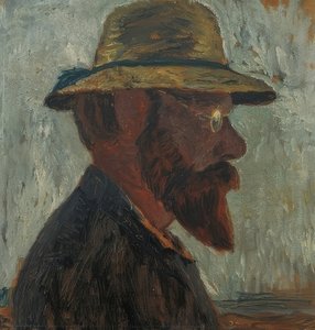 Otto Modersohn mit Strohhut im Profil nach rechts von Paula Modersohn Becker