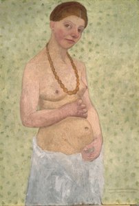 Selbstporträt am sechsten Hochzeitstag, 1906 von Paula Modersohn Becker