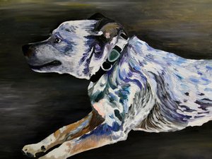 Laufender blauer Hund