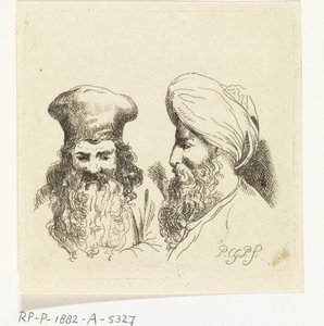 Zwei Männerköpfe mit Turban