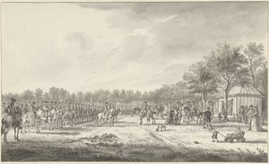 Revue der Kavallerie durch Prinz Wilhelm V. auf dem Malieveld in Den Haag, 1770 von Paulus Constantijn la Fargue