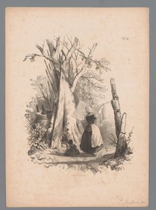 Landschaft mit Frau, die die Wäsche aufhängt von Paulus Lauters (attributed to)