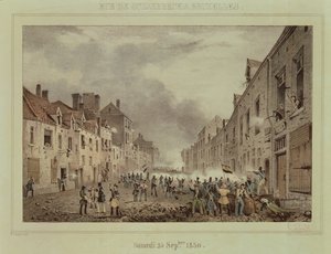 Kämpfe in der Rue Schaerbeck, Brüssel, Sonntag, 25. September 1830 von Paulus Lauters