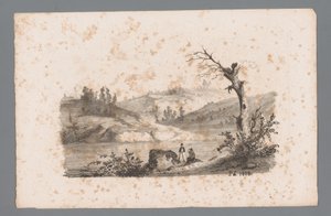 Hügellandschaft mit Fluss