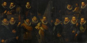Offiziere und andere Bürgerwehrmänner des III. Bezirks von Amsterdam, unter dem Kommando von Hauptmann Jacob Gerritsz Hoyngh und Leutnant Nanningh Florisz Cloeck