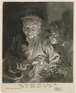 Alte Frau und Knabe mit Kerzen von Paulus Pontius