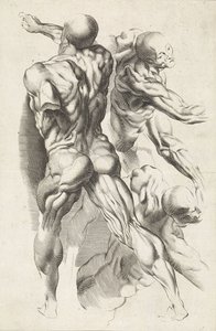 Anatomische Studie von drei Figuren mit ausgestreckten Armen (Das Zeichenbuch von Peter Paul Rubens)